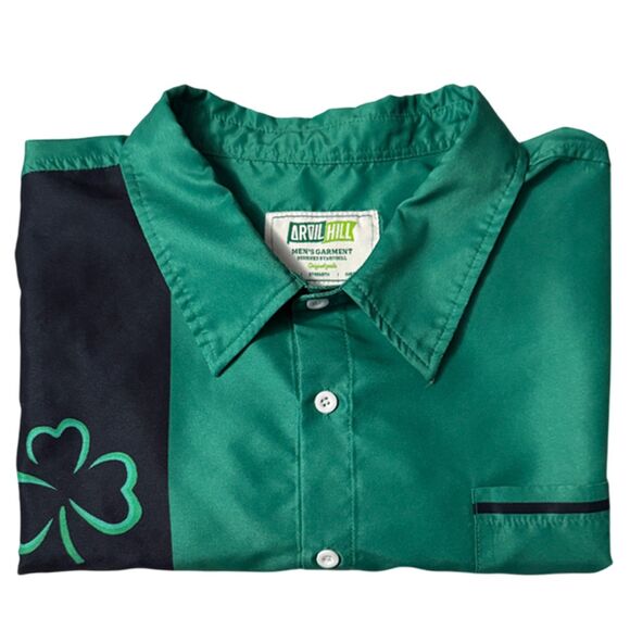 Arvil Hill Green St. Patrick's Day Shamrock Short Sleeve Button Down Shirt XXL - Picture 7 of 13